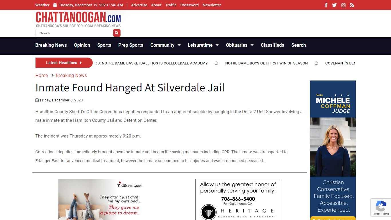 Inmate Found Hanged At Silverdale Jail - Chattanoogan.com